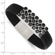 Stainless Steel Polished Black CZ Rubber band Bracelet