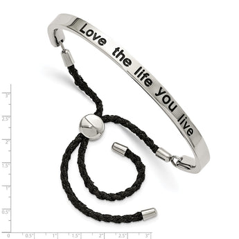 Stainless Steel Polished Bolo/Friendship Adjustable Bracelet