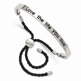 Stainless Steel Polished Bolo/Friendship Adjustable Bracelet