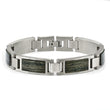 Stainless Steel Brushed with Gray Wood Inlay 8.75in Link Bracelet