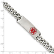 Stainless Steel Polished with Red Enamel 8in Medical ID Bracelet