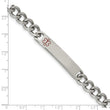 Stainless Steel Polished with Red Enamel 8in Medical ID Bracelet