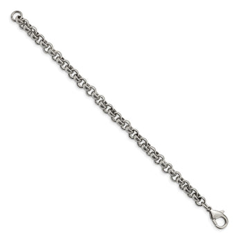 Stainless Steel Polished Textured Link 8.25in Bracelet
