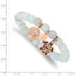 Stainless Steel Antiqued&Polished Rose IP Blue/Grey Dyed Jade Bracelet