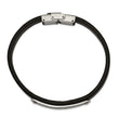 Stainless Steel Polished Leather 8.5in ID Bracelet