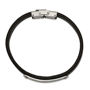 Stainless Steel Polished Leather 8.5in ID Bracelet