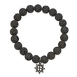 Stainless Steel Brushed GunMetal IP Lava Stone Ship's Wheel Stretch Bracele