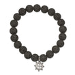 Stainless Steel Brushed GunMetal IP Lava Stone Ship's Wheel Stretch Bracele