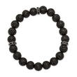 Stainless Steel Polished Black Enamel Lave Stone Beads Stretch Bracelet