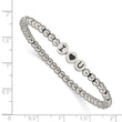 Stainless Steel Antiqued and Polished I HEART U Stretch Bracelet