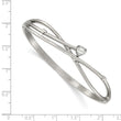 Stainless Steel Polished Heart CZ Hinged Bangle