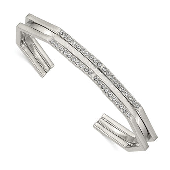 Stainless Steel Polished with Crystals from Swarovski 7.00mm Cuff Bangle
