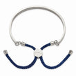 Stainless Steel Polished Blue Enamel & Nylon DREAMS HAPPEN Adj Bangle