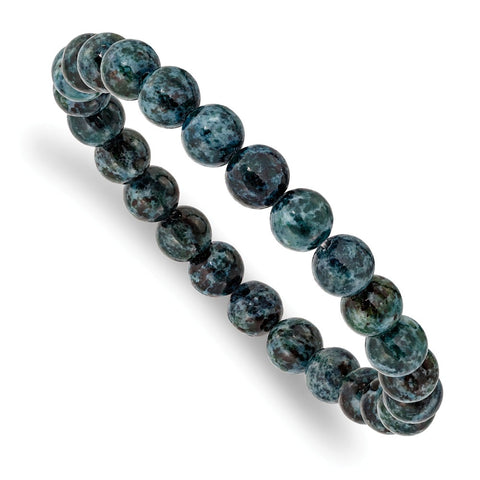 African Pine Agate Beaded Stretch Bracelet