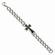 Stainless Steel Polished Black Carbon Fiber Inlay Cross 8.5in Bracelet