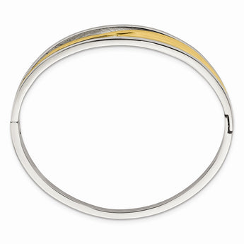 Stainless Steel Polished Yellow IP-plated Hinged Bangle