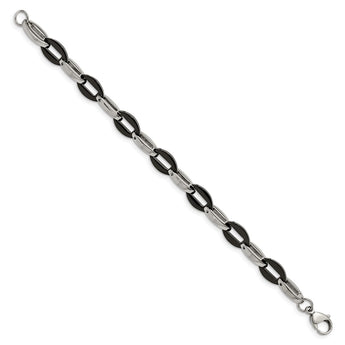 Stainless Steel Black IP plated Fancy 7.5in Bracelet