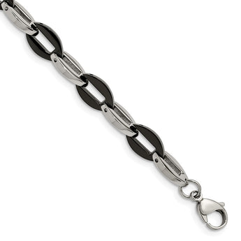 Stainless Steel Black IP plated Fancy 7.5in Bracelet
