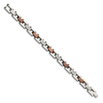 Stainless Steel Brown IP-plated w/1/4ct. Diamond 8.5in Bracelet