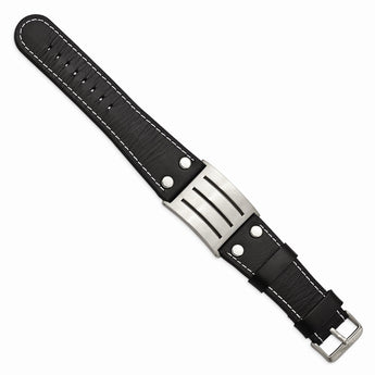 Stainless Steel Genuine Leather Adjustable Buckle Bracelet