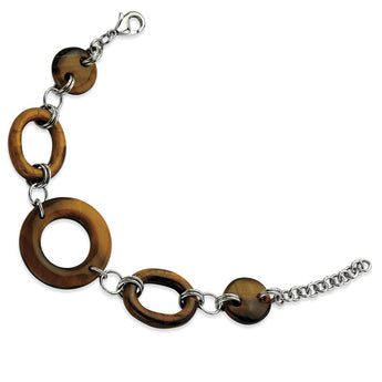 Stainless Steel Tiger's Eye 8in Bracelet
