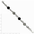 Stainless Steel Black Onyx & Cutout Beads 7.75in Bracelet