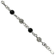 Stainless Steel Black Onyx & Cutout Beads 7.75in Bracelet