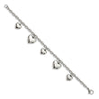 Stainless Steel Polished Hearts 8in Bracelet