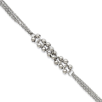 Stainless Steel Polished Beads 7.25in Bracelet
