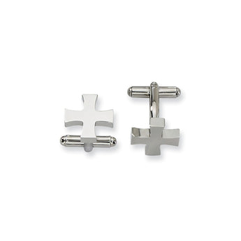 Stainless Steel Polished Cross Cufflinks