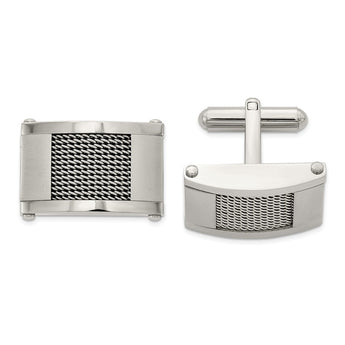 Stainless Steel Wire Brushed and Polished Cufflinks