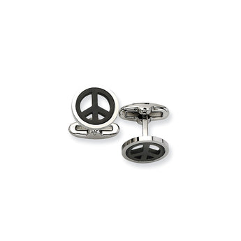Stainless Steel Black-plated Peace Symbol Cufflinks