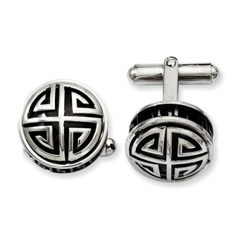 Stainless Steel Black Enamel Cufflinks
