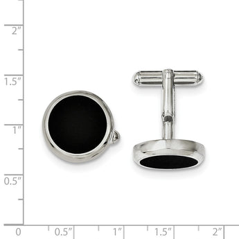 Stainless Steel Black IP-plated Circle Cuff Links