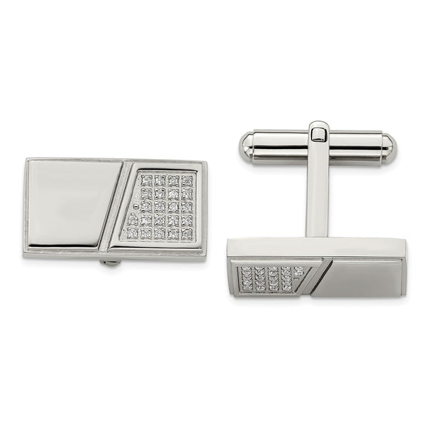 Stainless Steel Polished with CZ Cufflinks