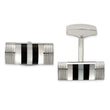 Stainless Steel Polished Mother of Pearl And Onyx Cufflinks