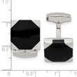 Stainless Steel Polished Black Rubber Square Cufflinks
