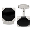 Stainless Steel Polished Black Rubber Square Cufflinks