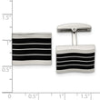 Stainless Steel Polished Black Cat's Eye Rectangle Cufflinks