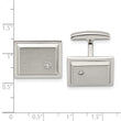 Stainless Steel Brushed and Polished CZ Rectangle Cufflinks