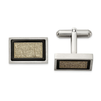 Stainless Steel Brushed and Textured Black and Yellow IP-plated Cufflinks