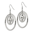 Stainless Steel Polished and Textured Shepherd Hook Earrings