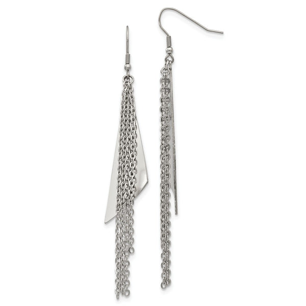 Stainless Steel Polished Shepherd Hook Dangle Earrings