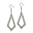 Stainless Steel Polished & Textured Dangle Shepherds Hook Earrings