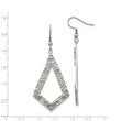 Stainless Steel Polished & Textured Dangle Shepherds Hook Earrings