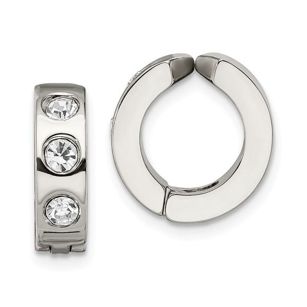 Stainless Steel Polished Crystal Clip Non Pierced Ear Cuffs