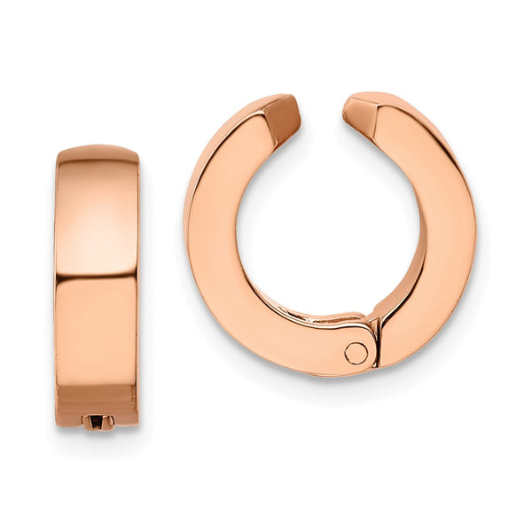 Stainless Steel Polished Rose IP Clip Non Pierced Ear Cuffs