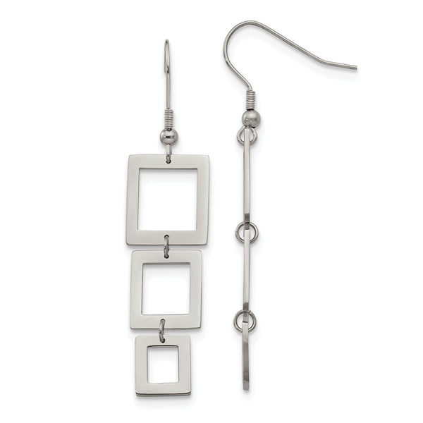 Stainless Steel Rectangle Dangle Earrings