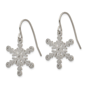Stainless Steel Laser cut Snowflake Shepherd Hook Earrings
