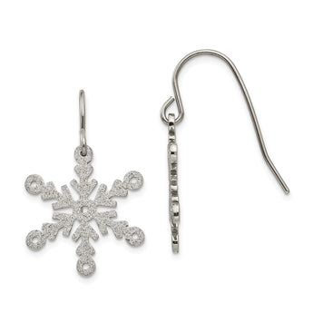 Stainless Steel Laser cut Snowflake Shepherd Hook Earrings